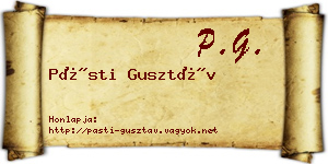 Pásti Gusztáv névjegykártya